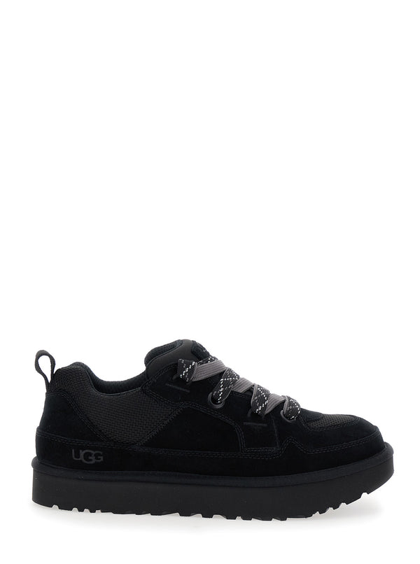 Lo Lowmel Black Sneakers With Mesh Inserts Leather Trainers