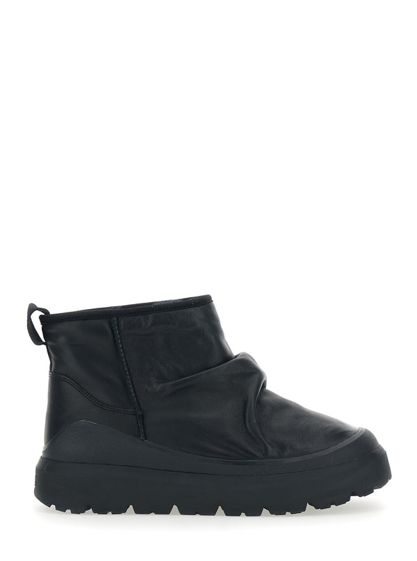 Heritage Utility Black Ankle Boots With Ruffle Detail Leather