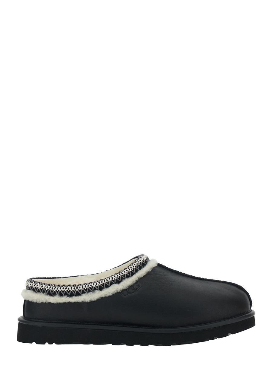 Black Mules With Embossed Logo Leather