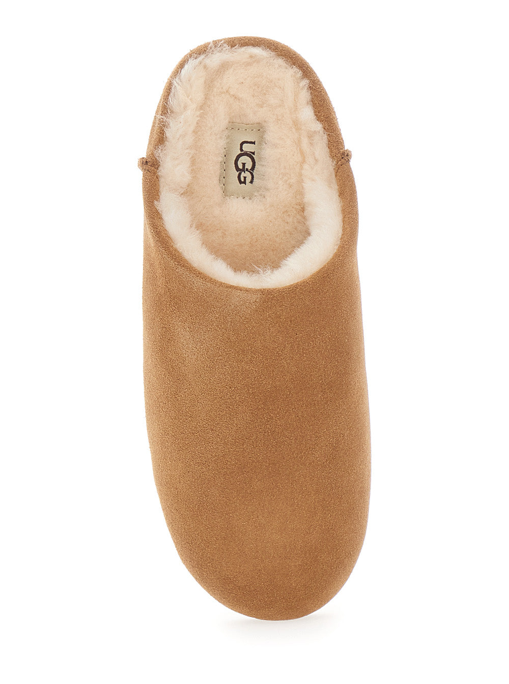 Elea Beige Mules with Logo Lettering on the Side and Shearling Lining in Suede Woman Leather Flat Shoes