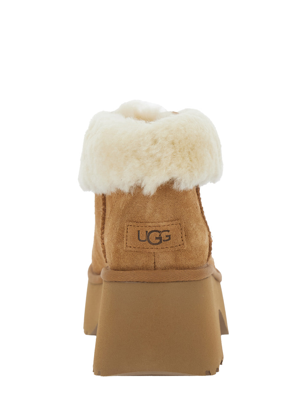 Esmee Beige Ankle Boots with Fur Detailing and Platform in Suede Woman Leather Other