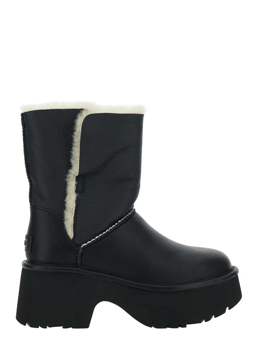 Black Ankle Boots With Fur Detailing Twinface