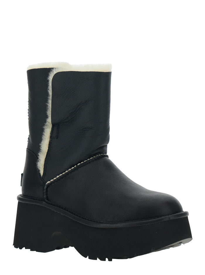 Esmee Black Ankle Boots with Fur Detailing and Platform in Leather Woman Twinface
