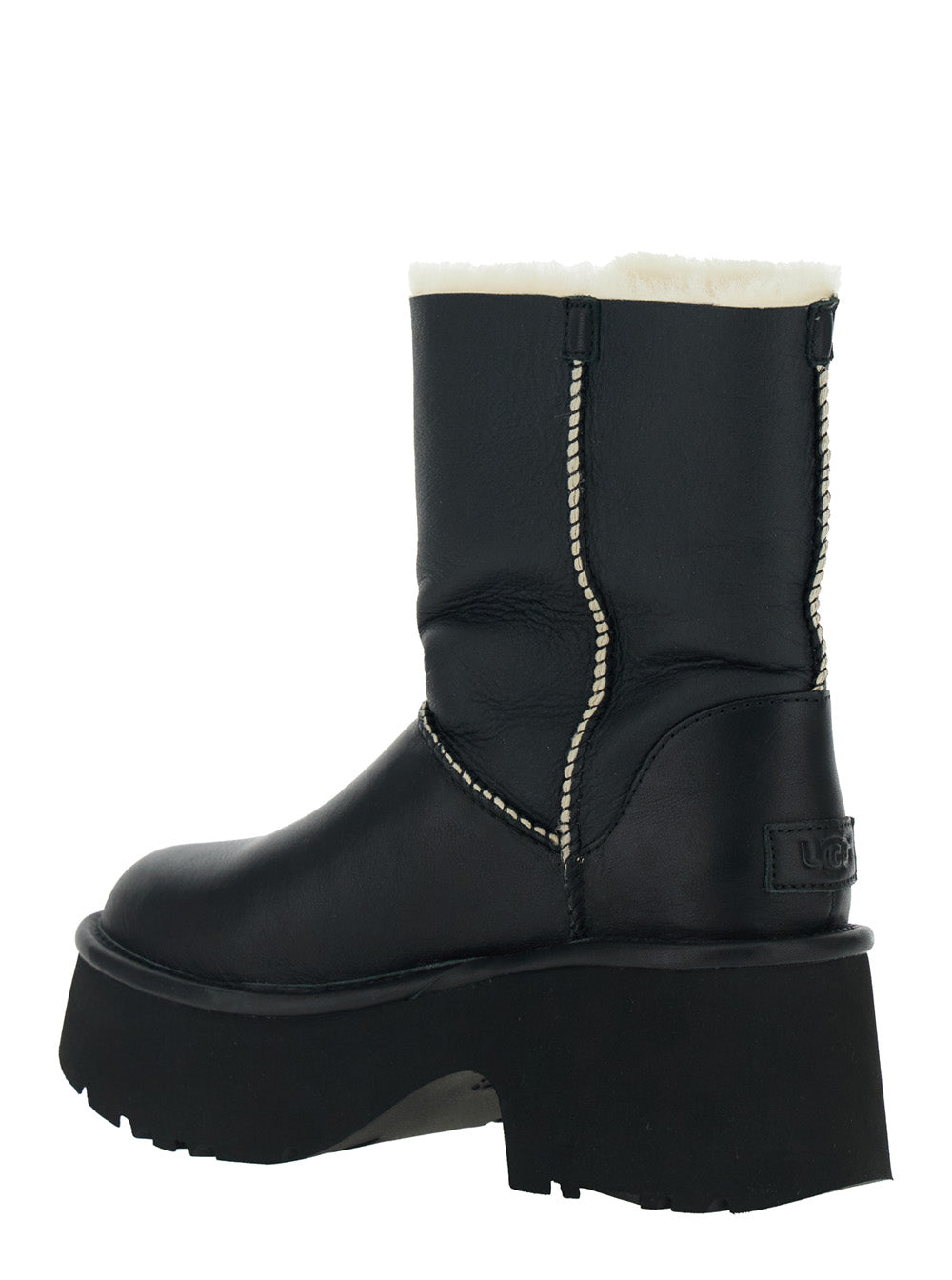 Esmee Black Ankle Boots with Fur Detailing and Platform in Leather Woman Twinface