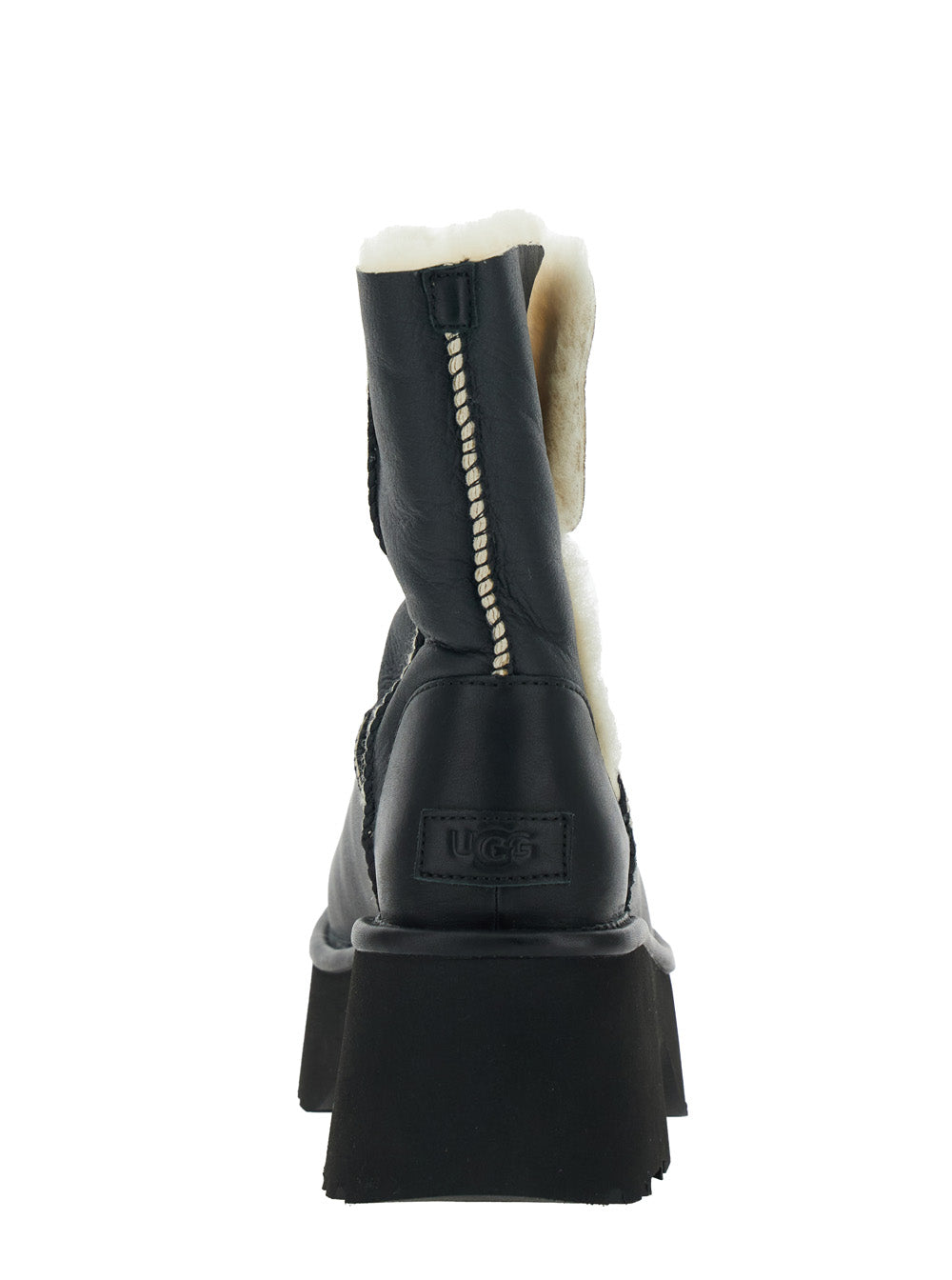 Esmee Black Ankle Boots with Fur Detailing and Platform in Leather Woman Twinface