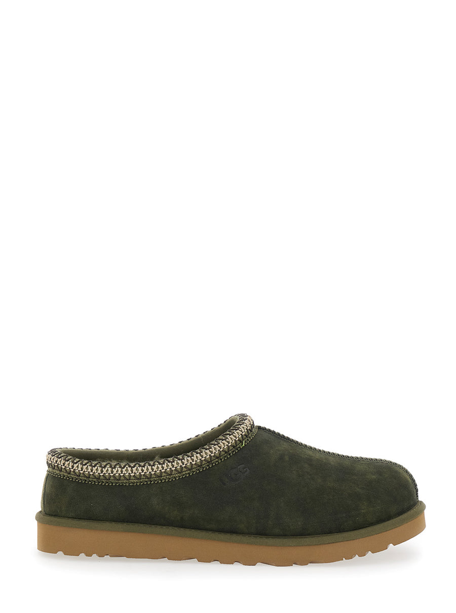 Green Mules With Shearling Lining Leather
