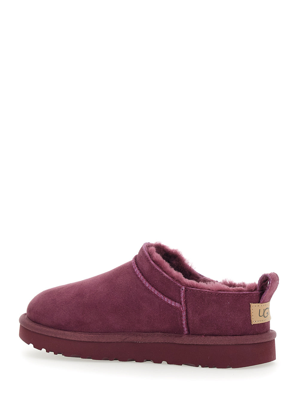Classic Micro Bordeaux Ankle Boots with Logo Embossed in Suede Woman Leather