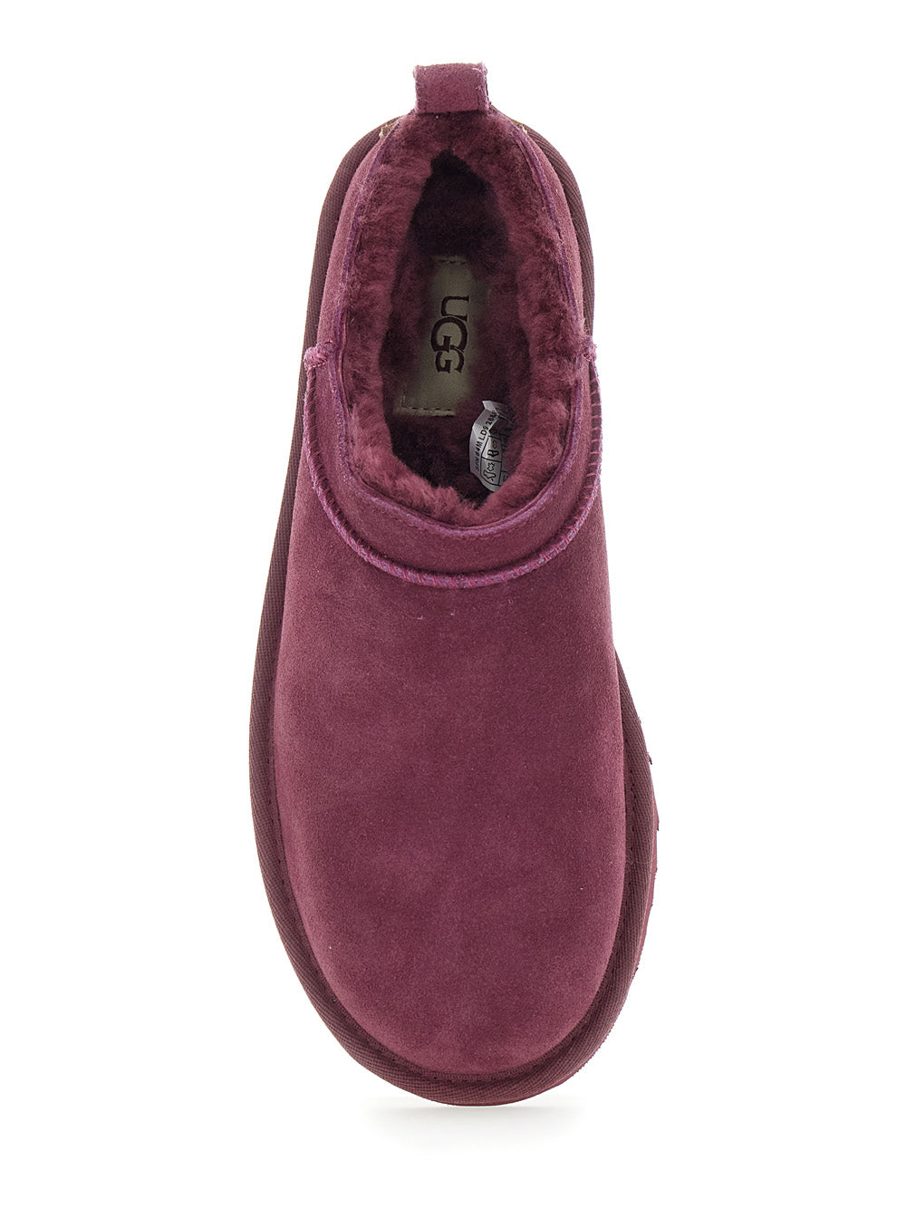 Classic Micro Bordeaux Ankle Boots with Logo Embossed in Suede Woman Leather