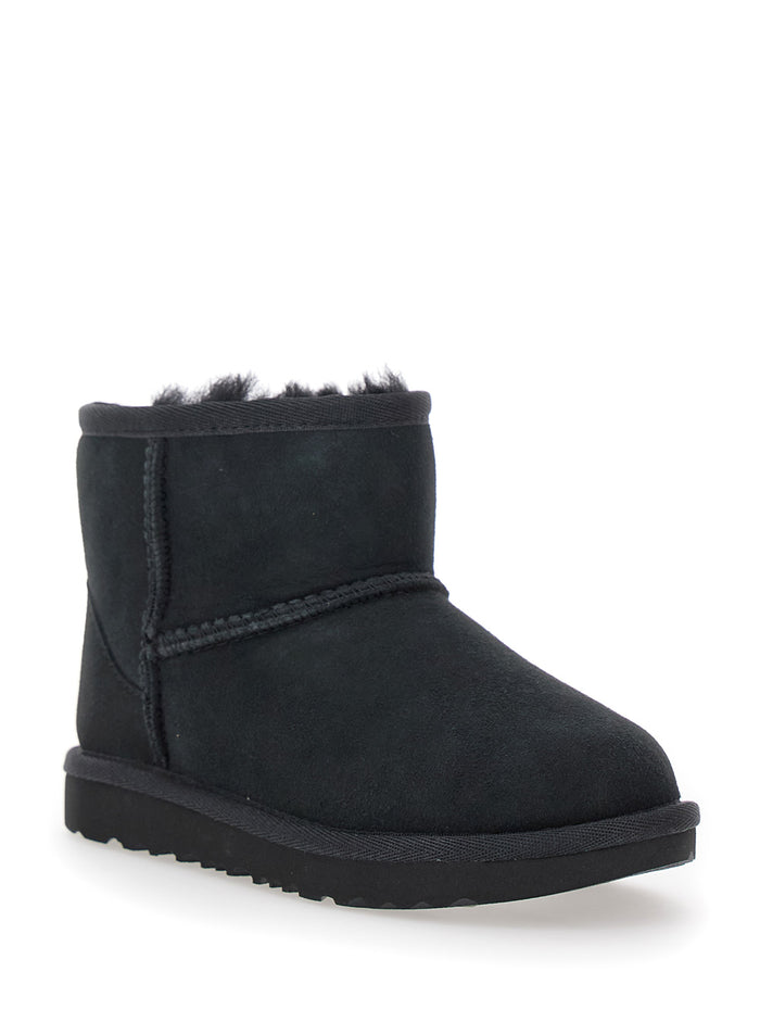 Mini Classic Ii Black Slip-On Boots Suede Girl Twinface Leather
