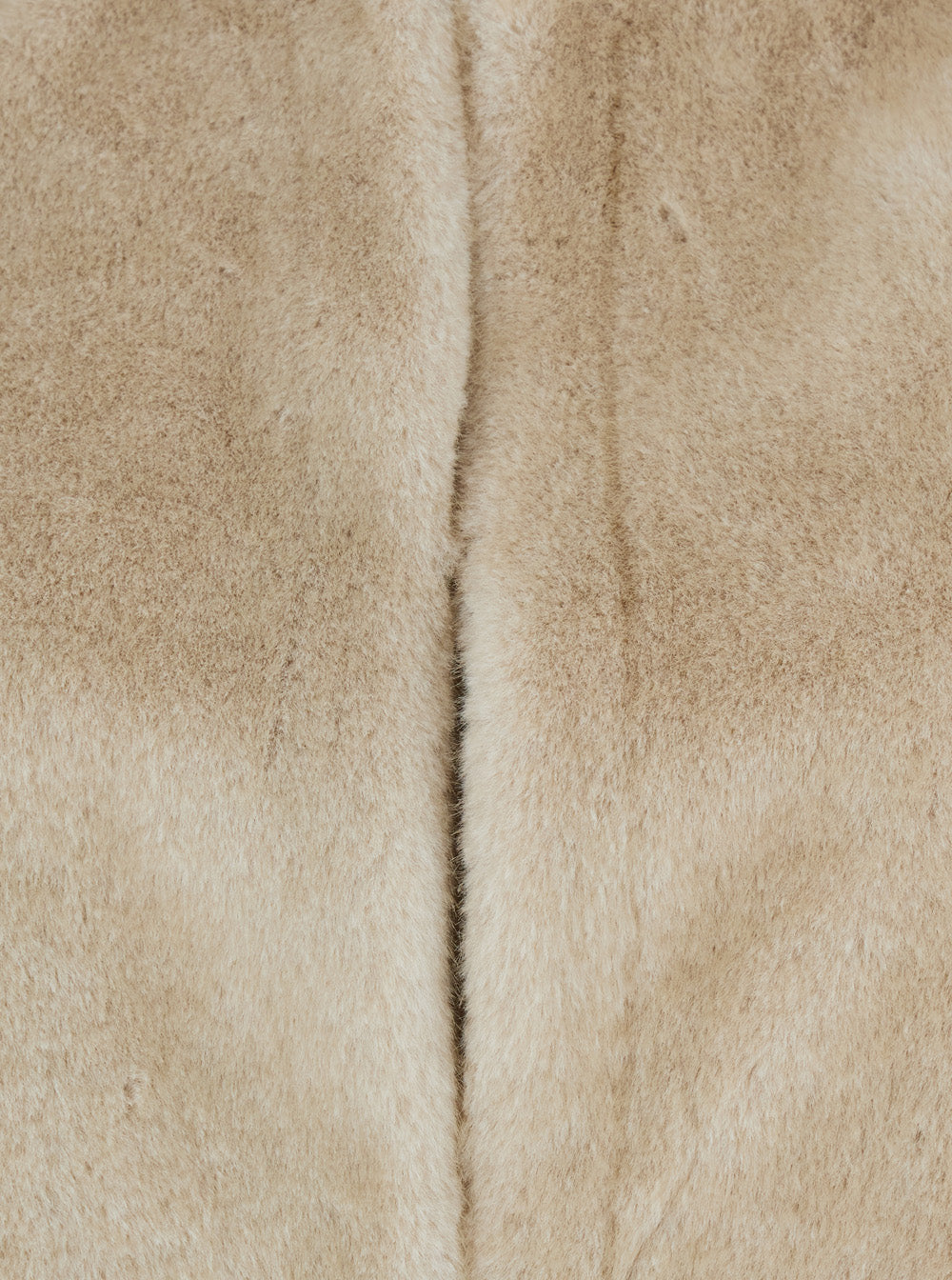 Beige Round Neck Hood with Trapezoid Design in Faux Fur Woman Polyester Outerwear