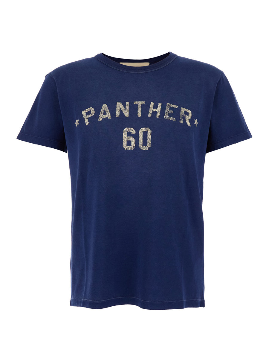 Blue Crewneck T-Shirt With Logo Cotton T-shirts