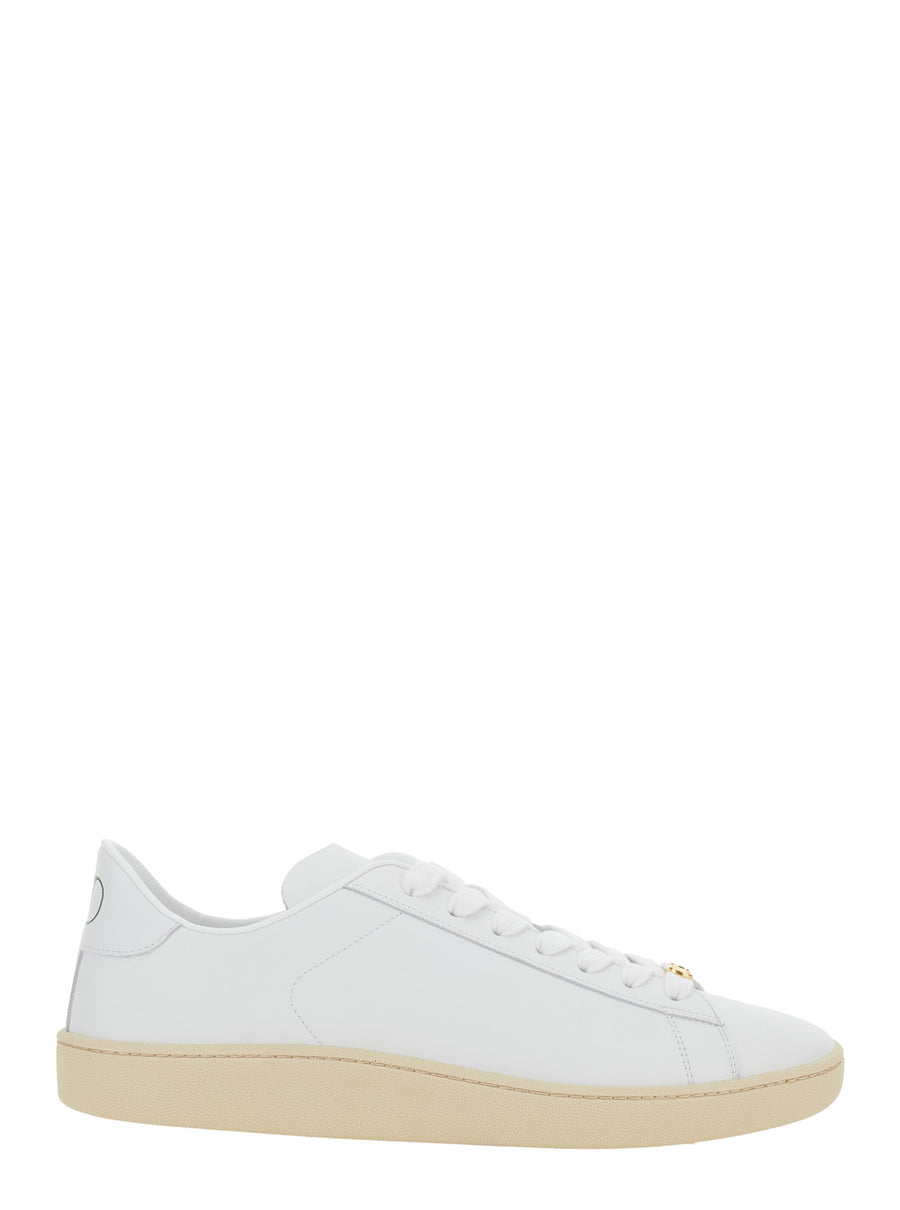 White Low Top Sneakers With Vlogo Details Calf Trainers