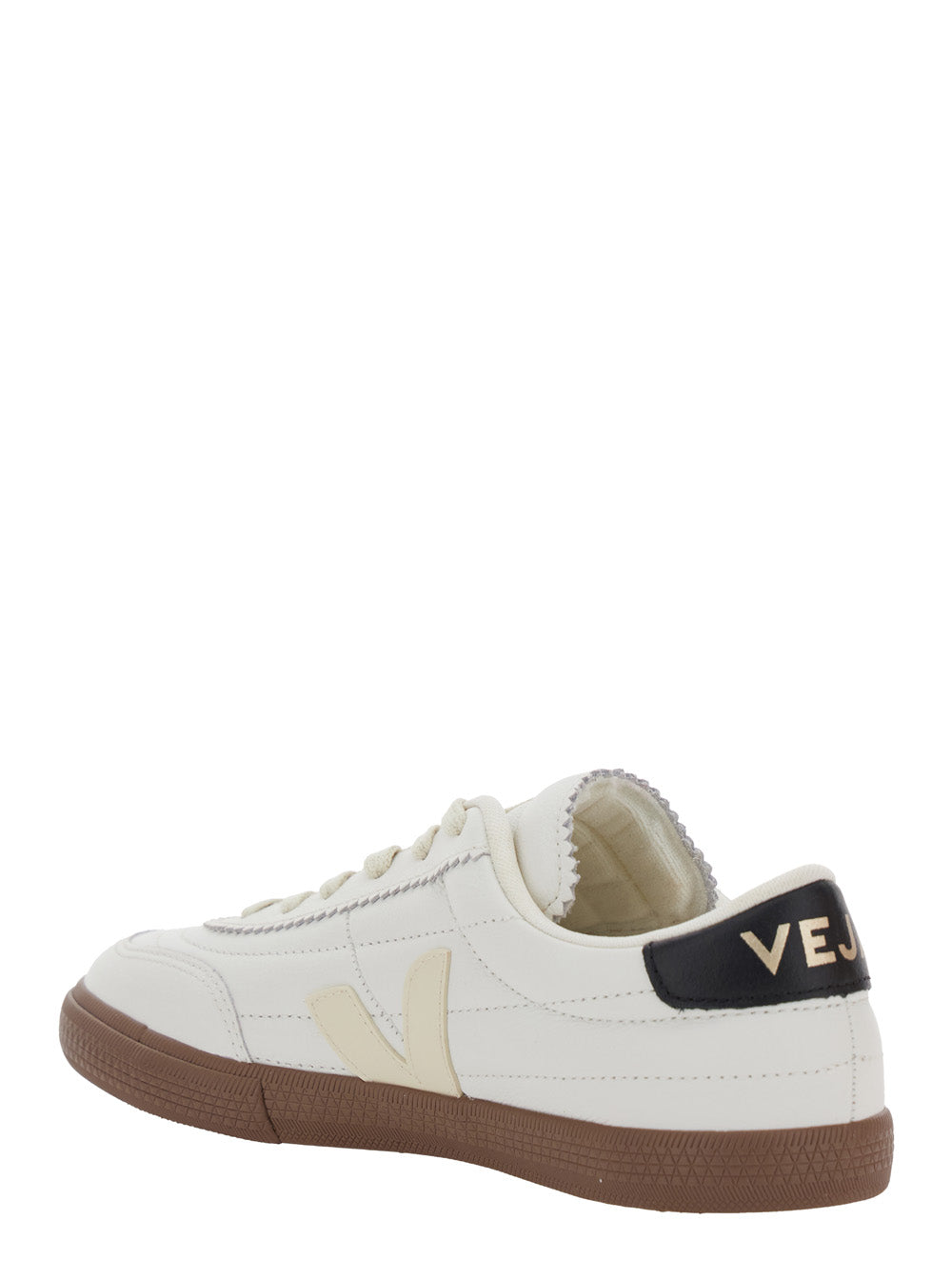 Panenka White Low Top Sneakers with Logo Patch on the Side and Contrasting Heel Lettering in Leather Unisex
