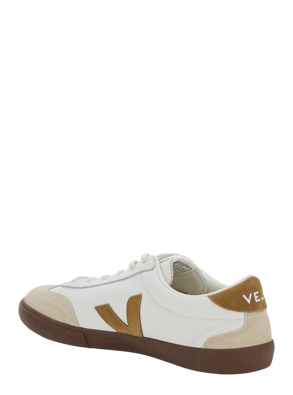 Volley White Low Top Sneakers with Contrasting Heel Logo Lettering and Patch on the Side in Leather Unisex
