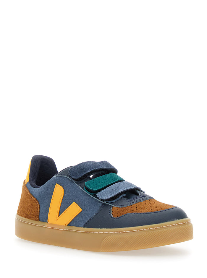 V-10 Multicolor Low Top Sneakers with Logo Patch on the Side and Lettering Heel in Suede Boy