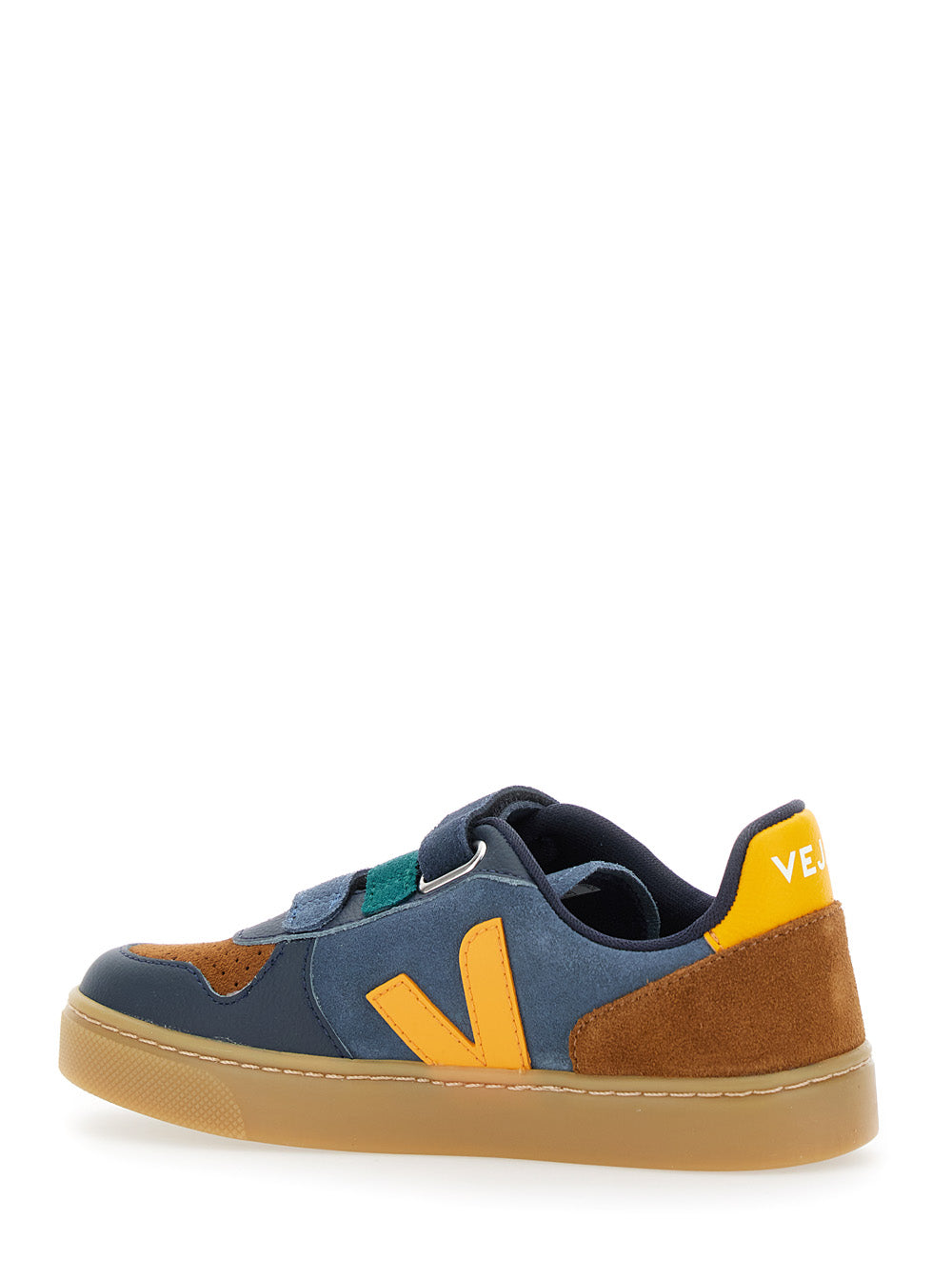 V-10 Multicolor Low Top Sneakers with Logo Patch on the Side and Lettering Heel in Suede Boy