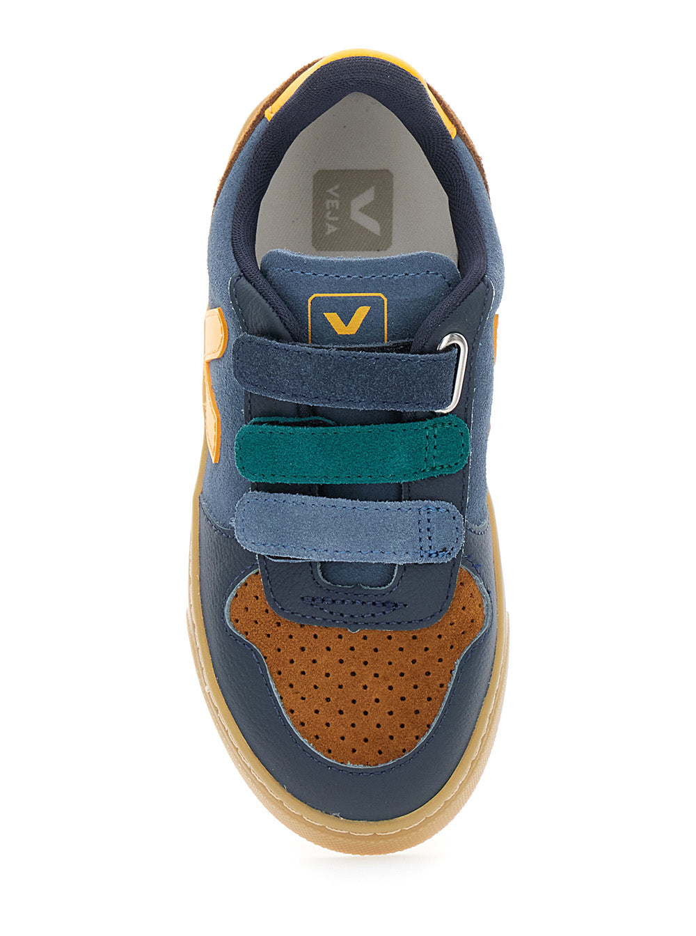 V-10 Multicolor Low Top Sneakers with Logo Patch on the Side and Lettering Heel in Suede Boy