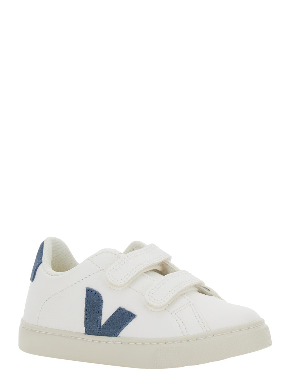 Epslar White Sneaker With Hook-And-Loop Closure And Logo On The Side Leather Boy