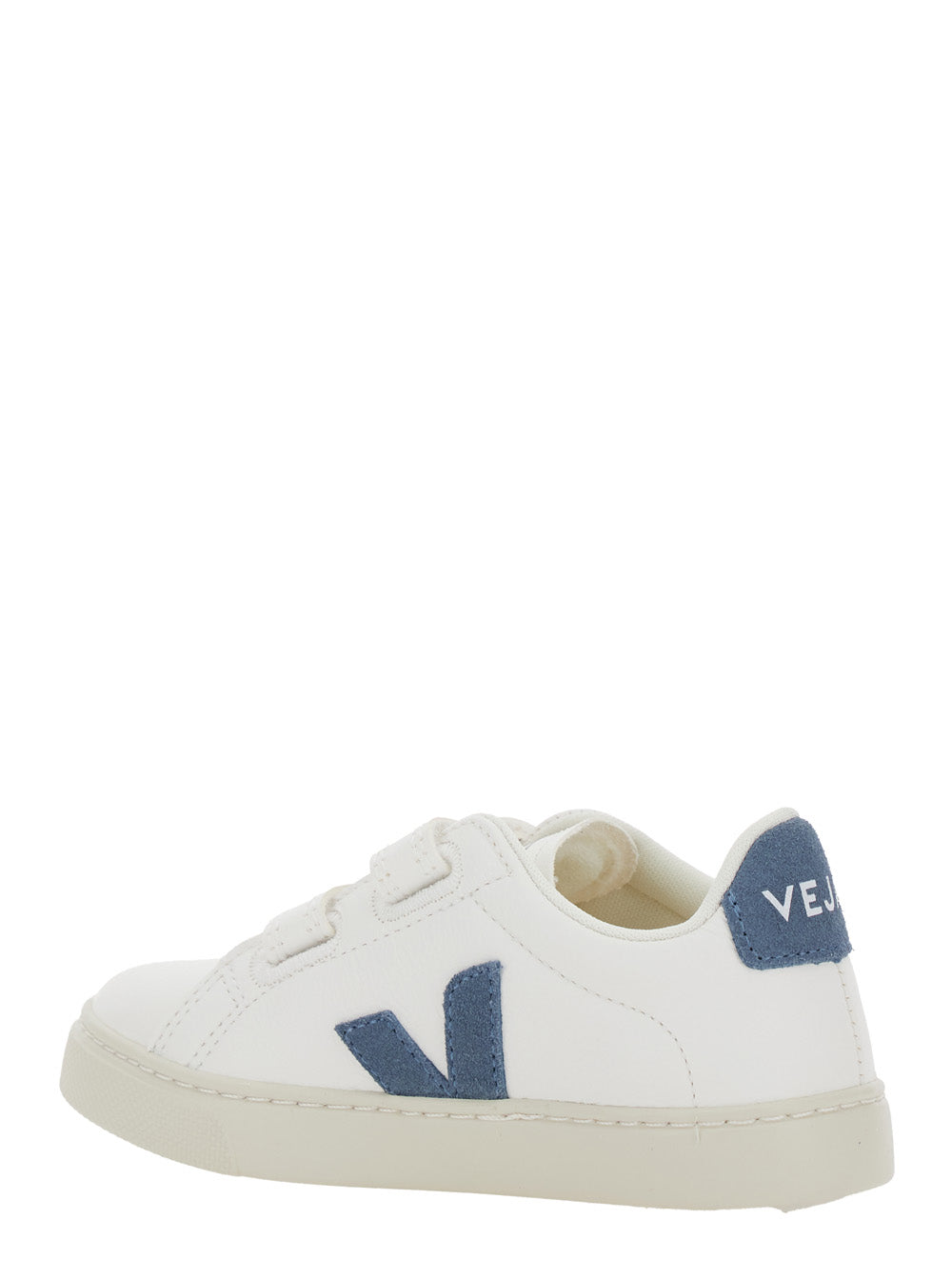 Epslar White Sneaker With Hook-And-Loop Closure And Logo On The Side Leather Boy