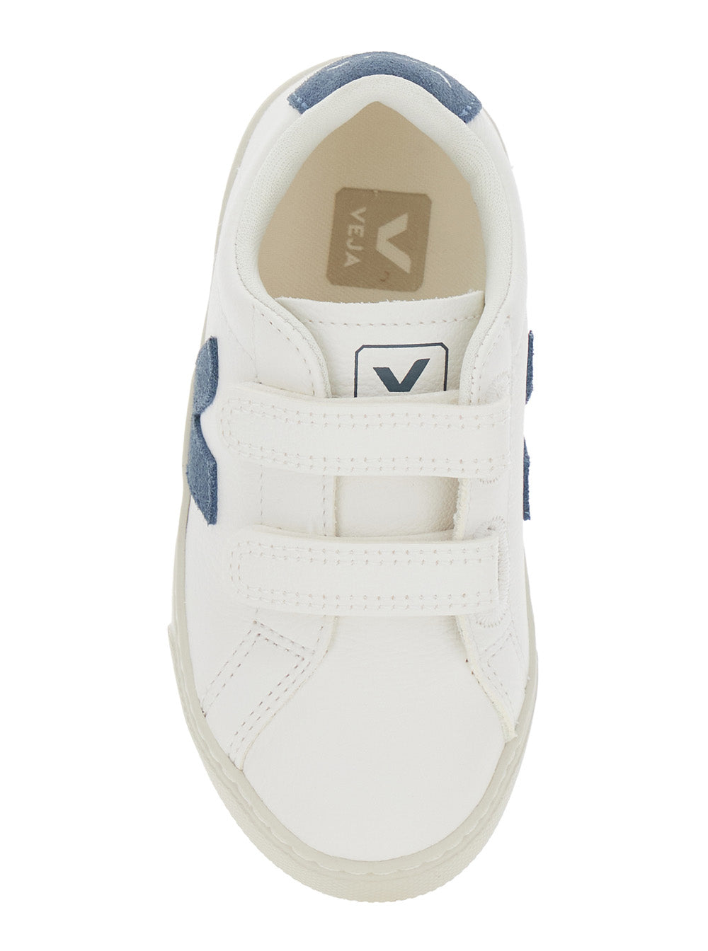 Epslar White Sneaker With Hook-And-Loop Closure And Logo On The Side Leather Boy