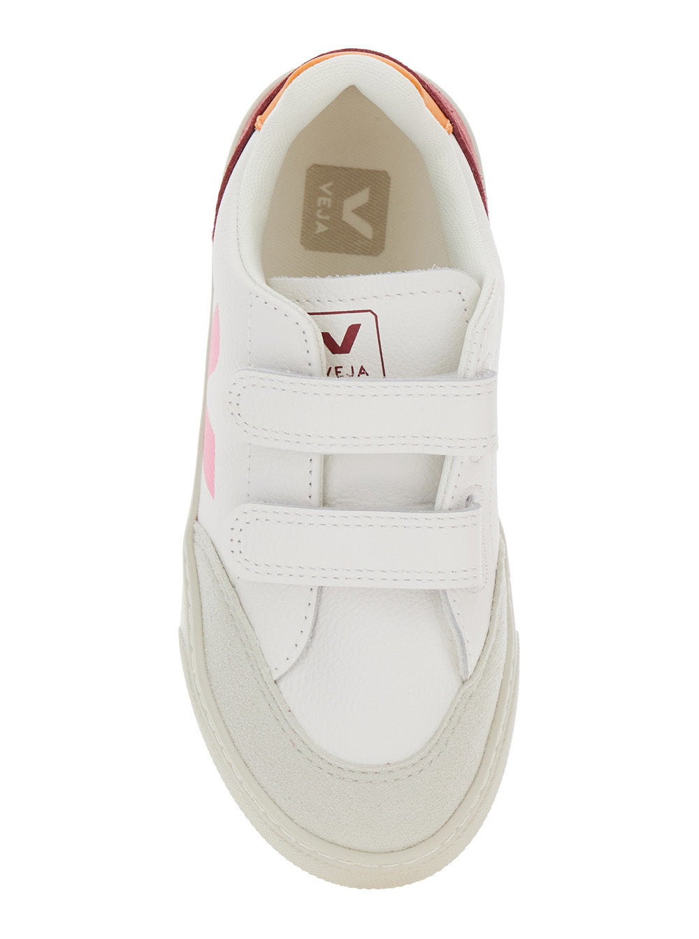 V-12 White Low Top Sneakers with Logo Patch on the Side and Contrasting Heel Lettering in Leather Girl