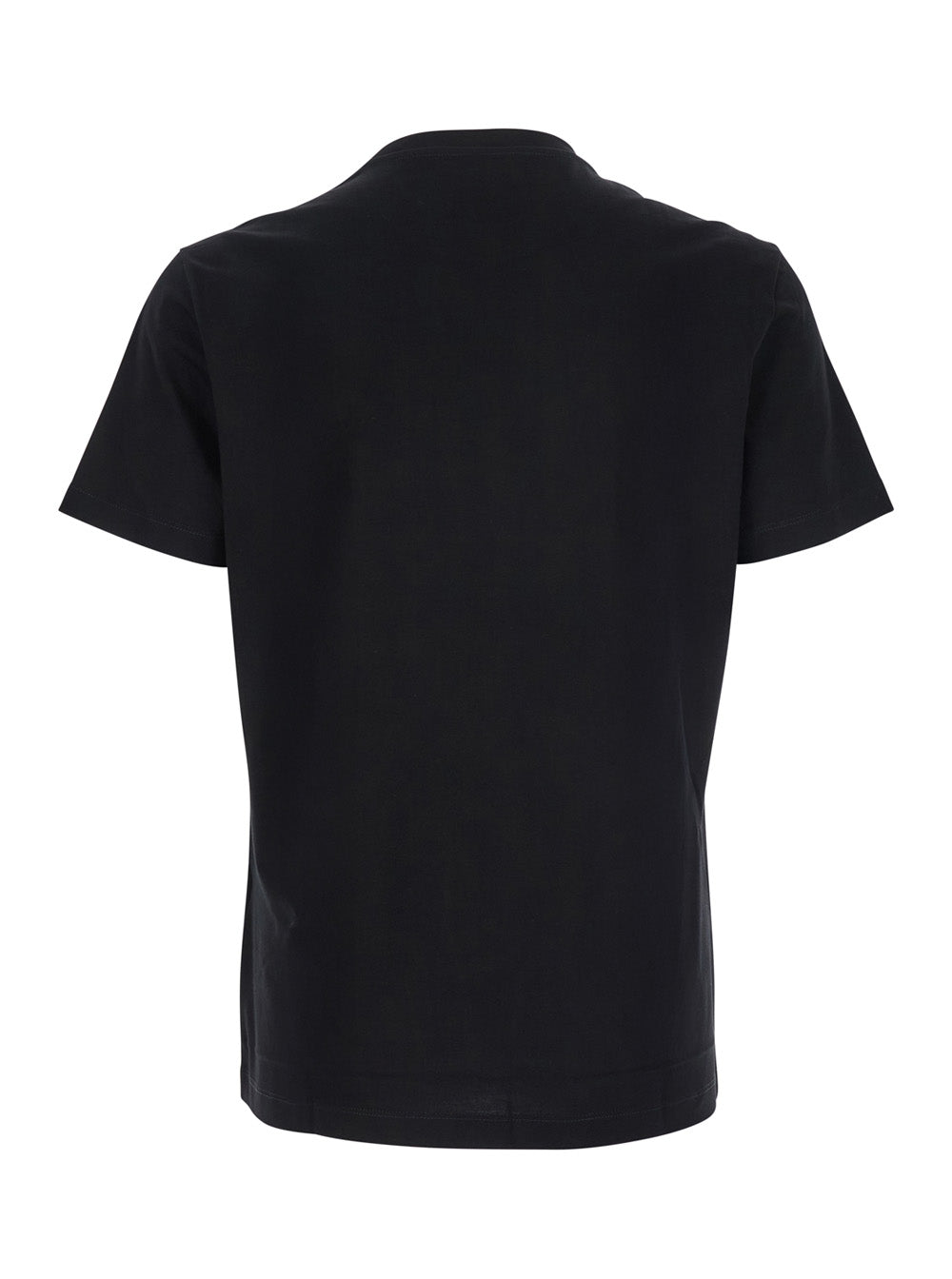 Black Crewneck T-Shirt With Medusa Embroidery On The Front Cotton Man Tshirts And Polo Shirts