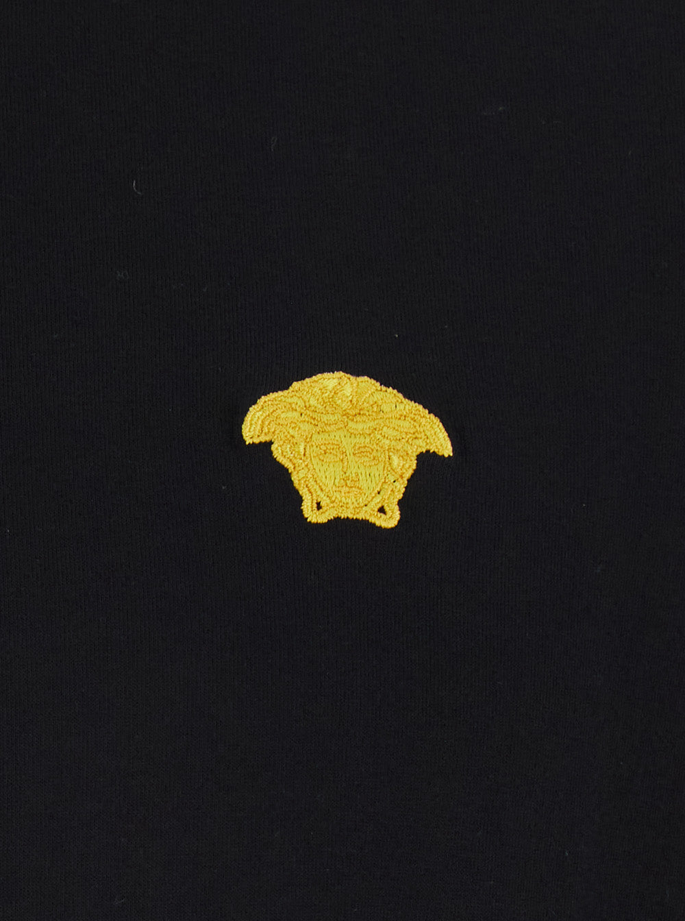 Black Crewneck T-Shirt With Medusa Embroidery On The Front Cotton Man Tshirts And Polo Shirts