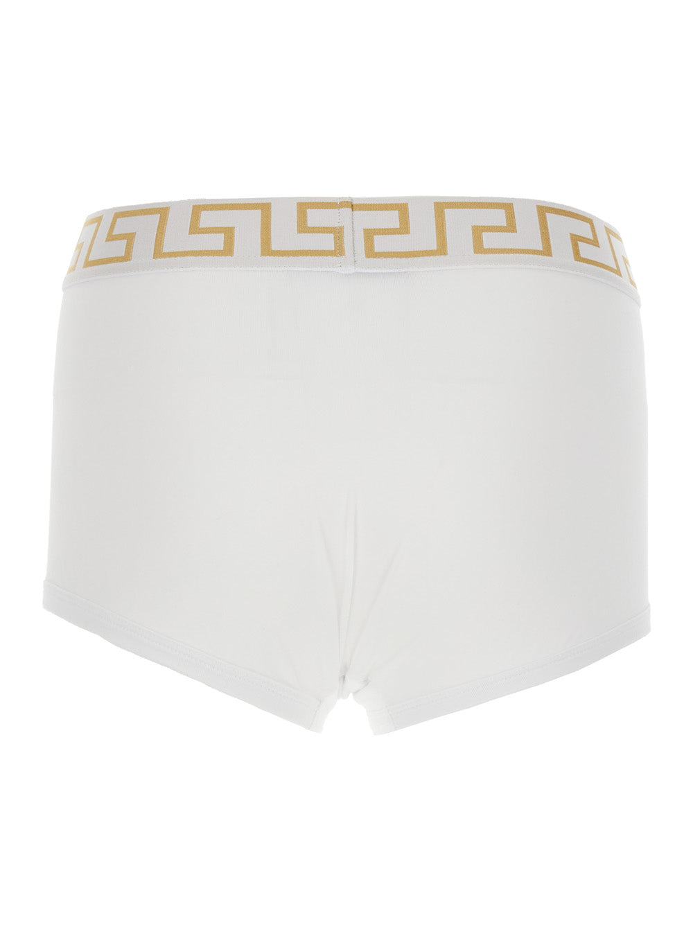 White Slip with Elastic Waist and Greca Motif in Cotton Stretch Man Elastane Underwear