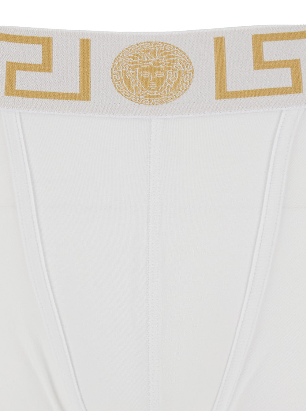 White Slip with Elastic Waist and Greca Motif in Cotton Stretch Man Elastane Underwear