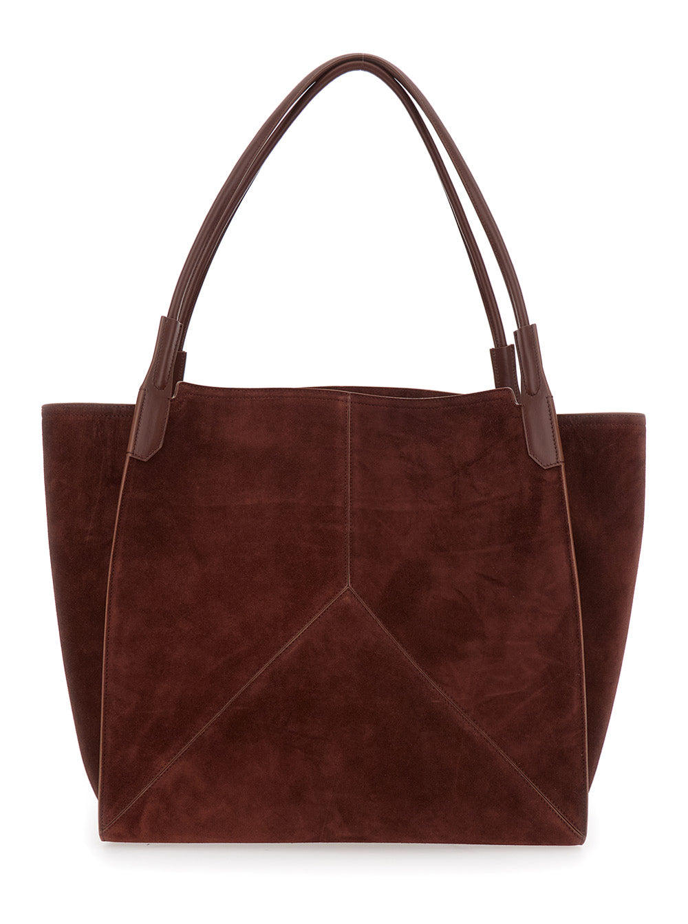 Victoria Brown Shoulder Bag With Embossed Logo Lettering On The Front And Two Top Handles Leather Woman Calf