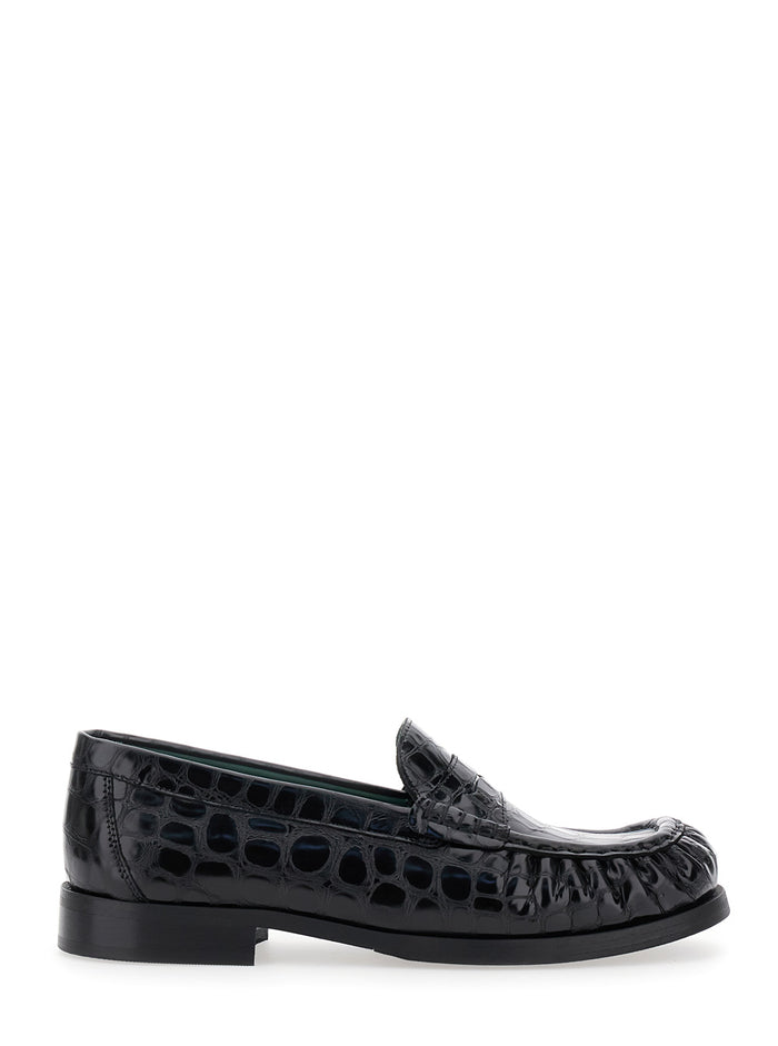 Ogee Black Loafers With Almond Toe And Embossed Crocodile Effect Leather Man