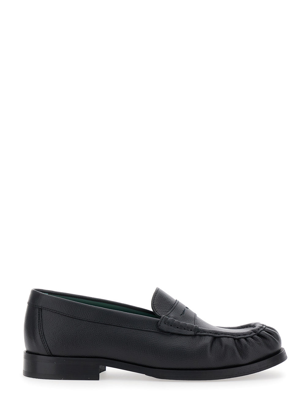 Ogee Black Loafers With Almond Toe Grained Leather Man