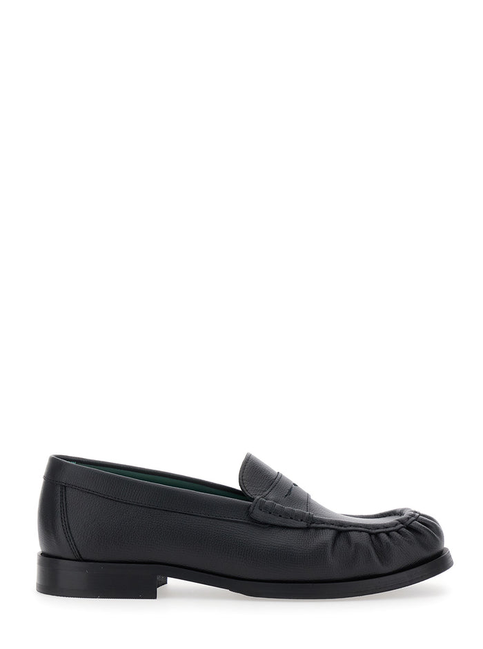 Ogee Black Loafers With Almond Toe Grained Leather Man
