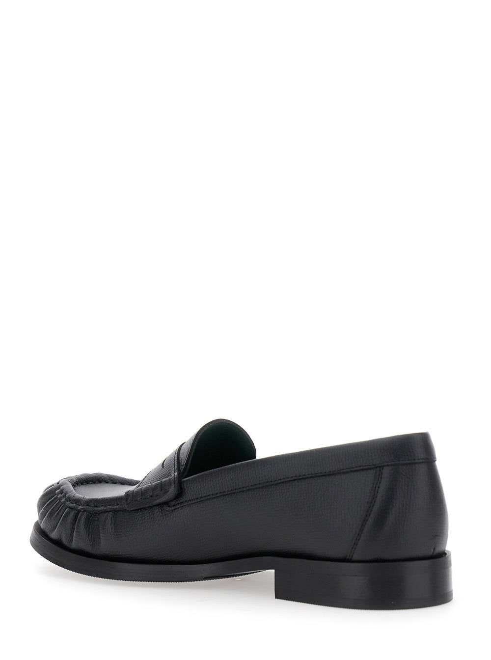 Ogee Black Loafers With Almond Toe Grained Leather Man