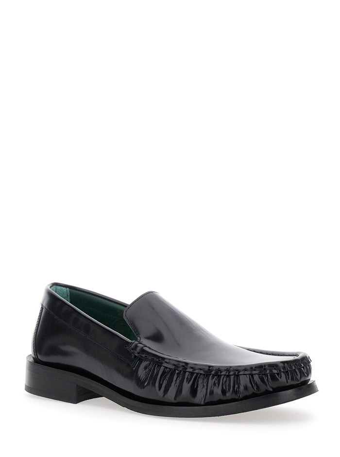 Michel Black Loafers With Almond Toe Leather Man