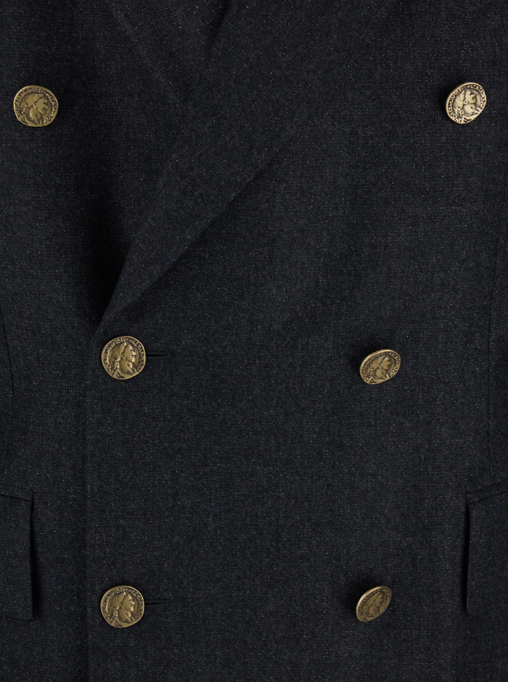 Grey Double-Breasted Jacket with Wide Peak Lapels in Wool Man Blazers