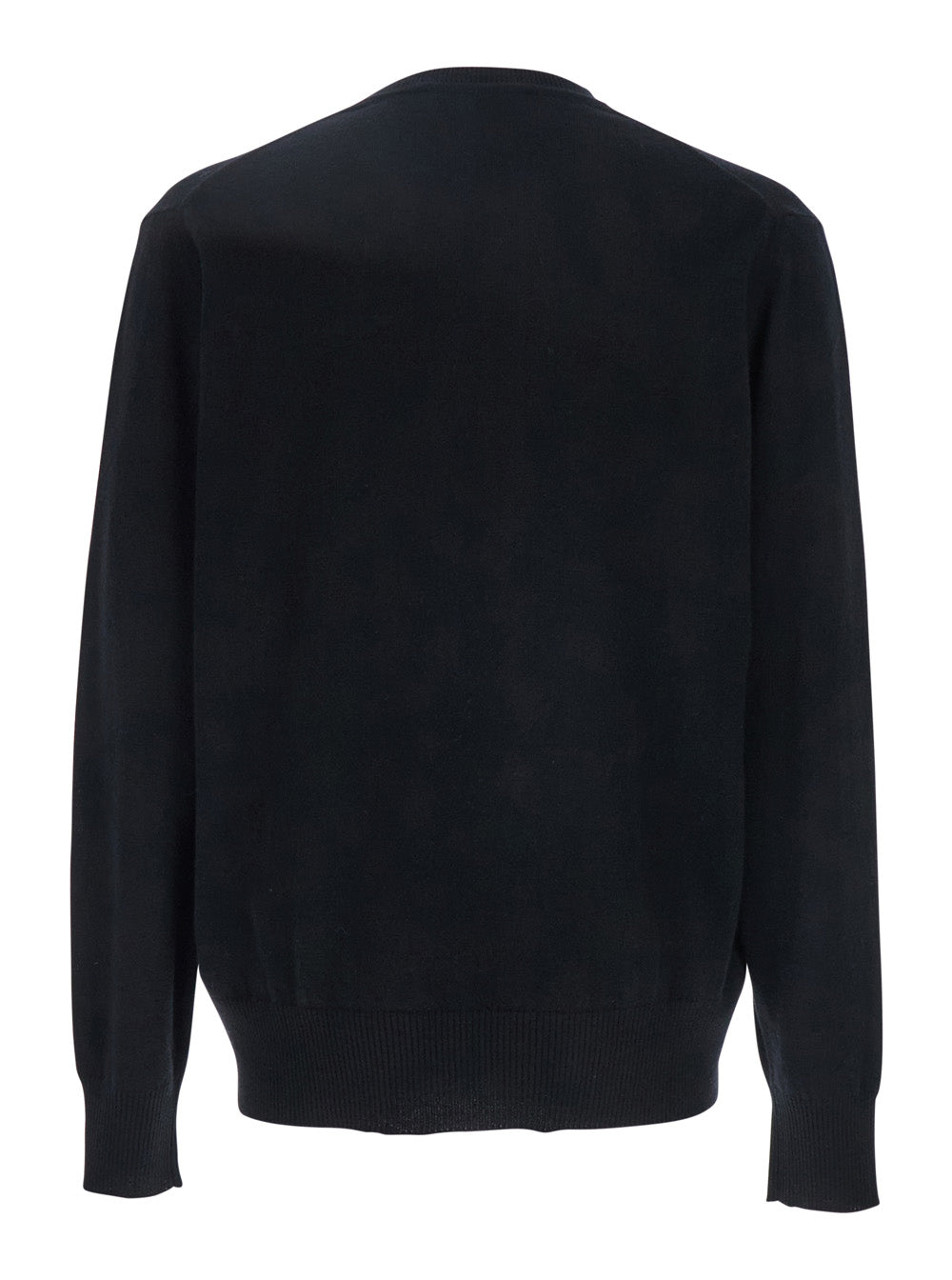 Alex Black Crewneck Sweater with Orb Logo Detail on the Front in Wool and Cashmere Woman Merino Jersey