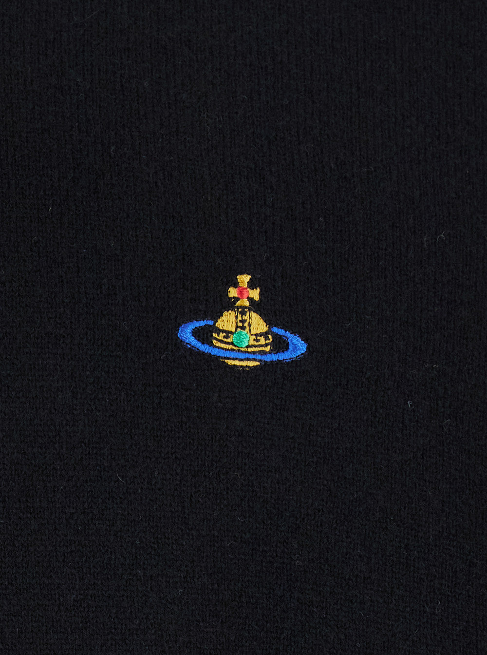 Alex Black Crewneck Sweater with Orb Logo Detail on the Front in Wool and Cashmere Woman Merino Jersey