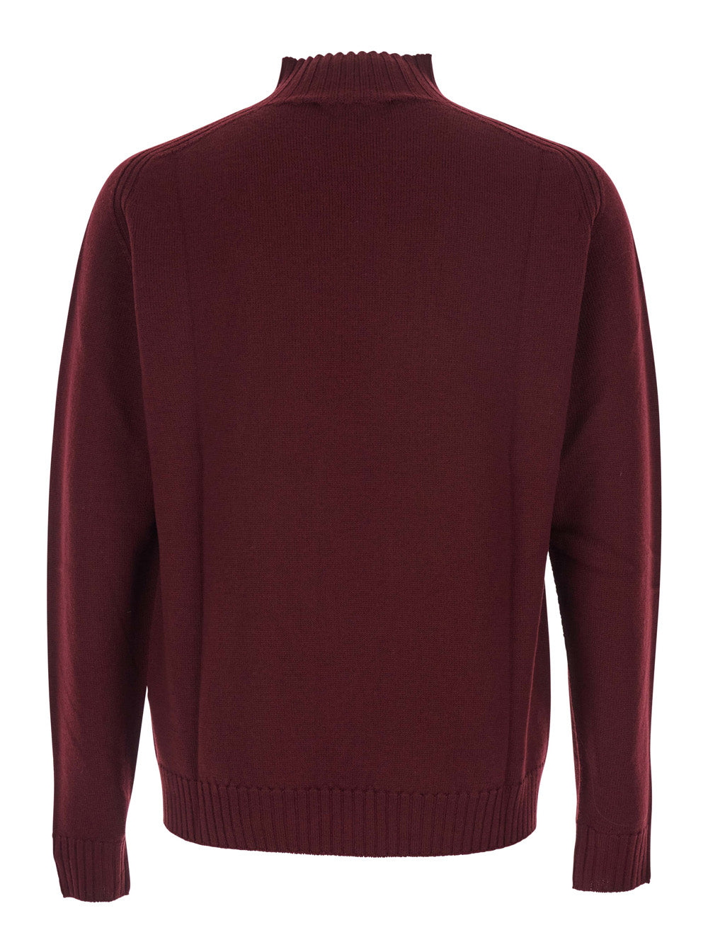 Bordeaux Turtleneck Sweater with Orb Logo Embroidered on the Front in Wool Blend Man Virgin Jersey