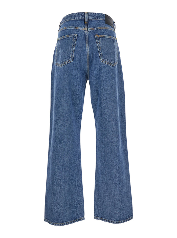 Blue Jeans with Belt Loops in Denim Man Blu Organic Cotton