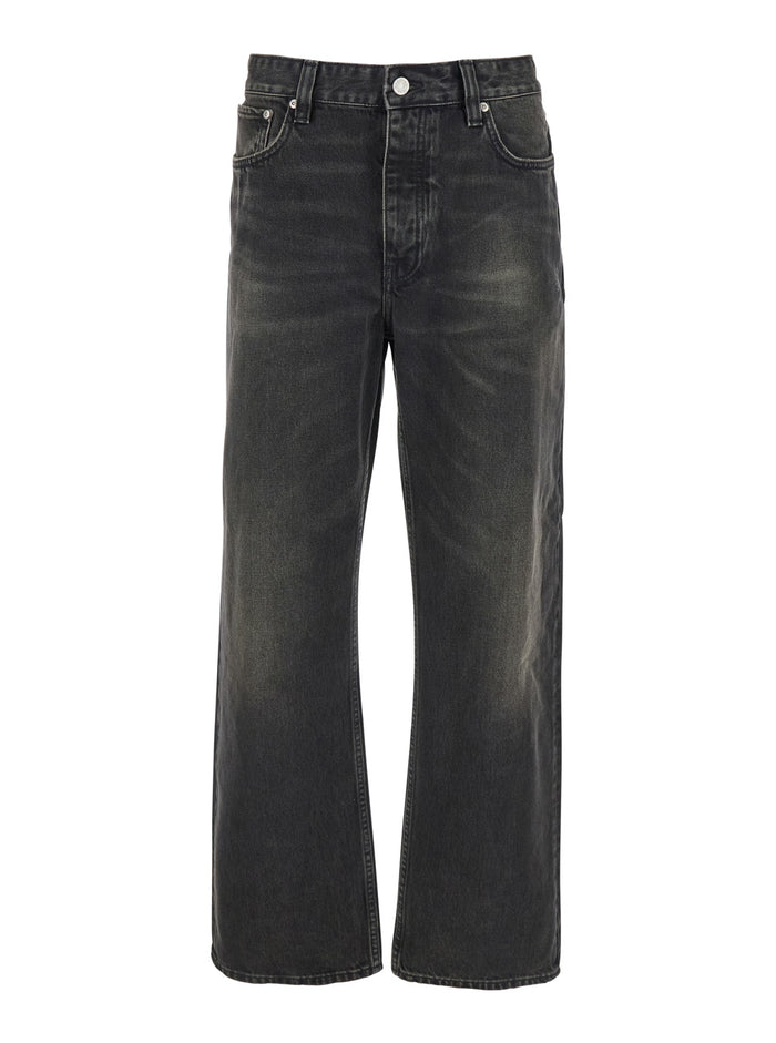 Black Jeans with Belt Loops in Denim Man Organic Cotton