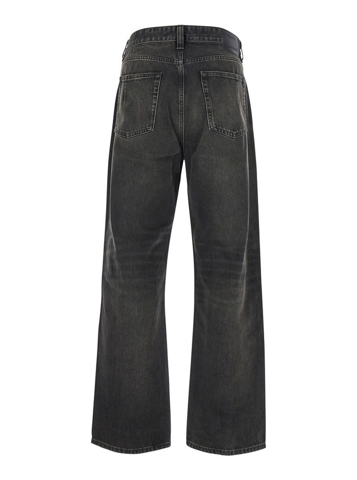 Black Jeans with Belt Loops in Denim Man Organic Cotton