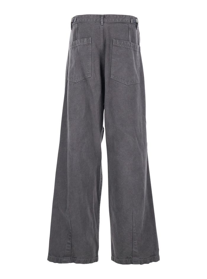 Grey Pants with Belt Loops in Cotton Man Trousers