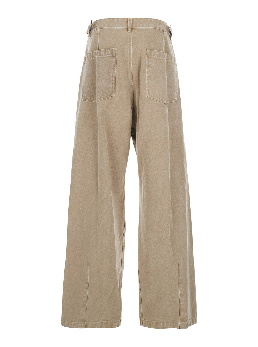 Beige Pants with Belt Loops in Cotton Man Trousers