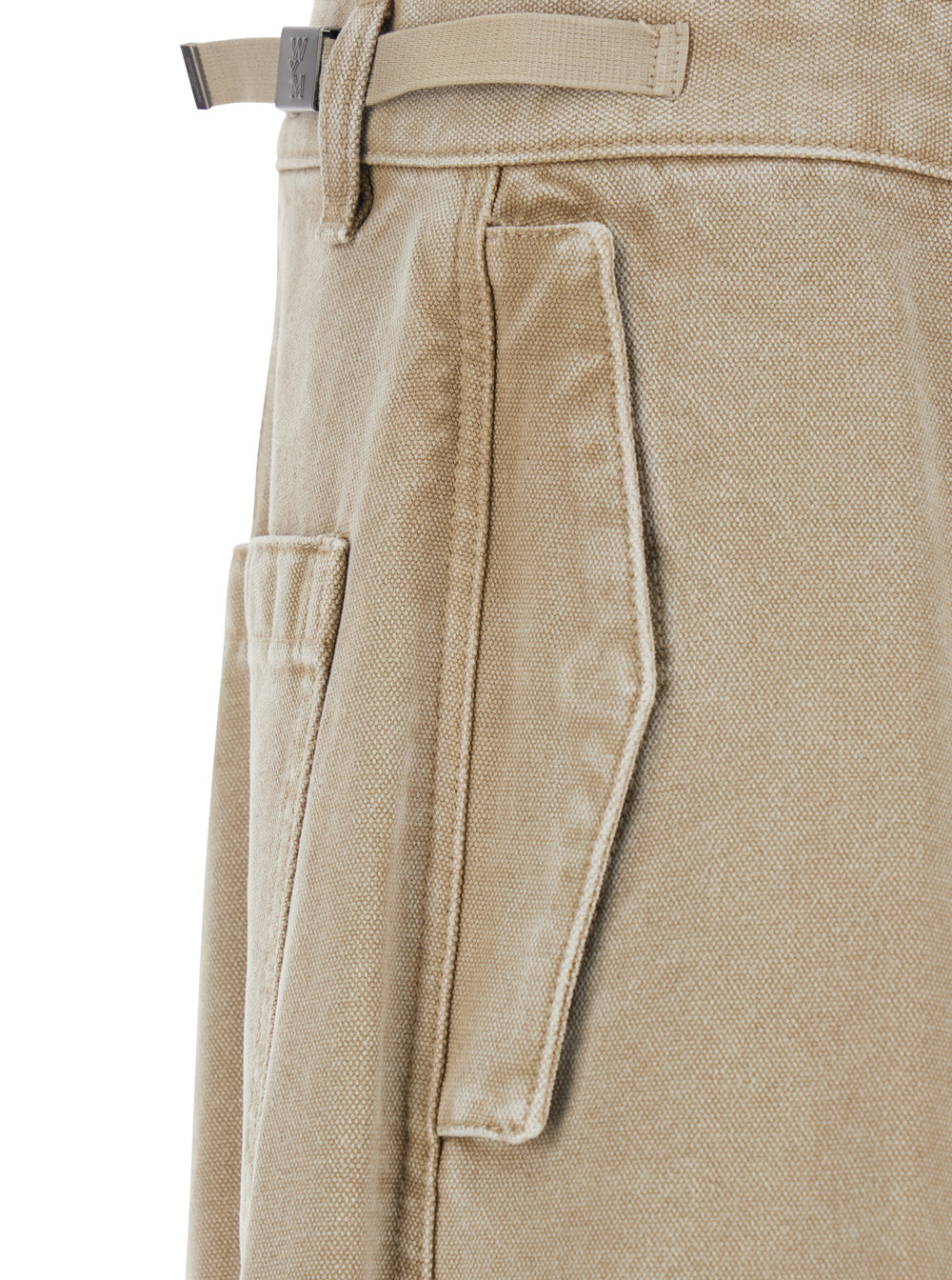 Beige Pants with Belt Loops in Cotton Man Trousers