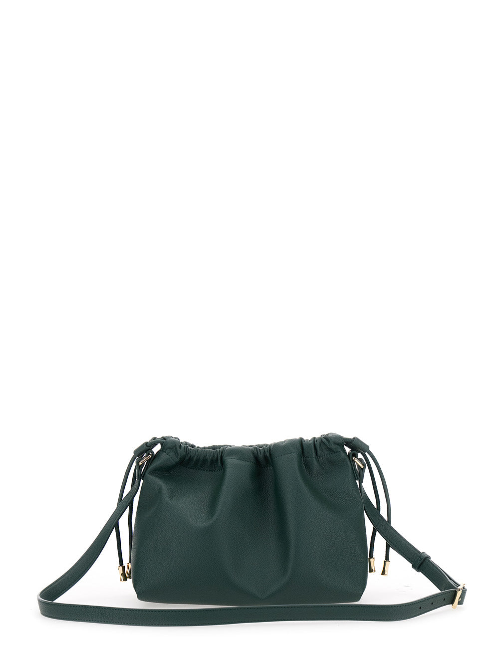 Ninon Green Crossbody Bag With Drawstring Closure And Embossed Logo Lettering On The Front Ecoleather Woman