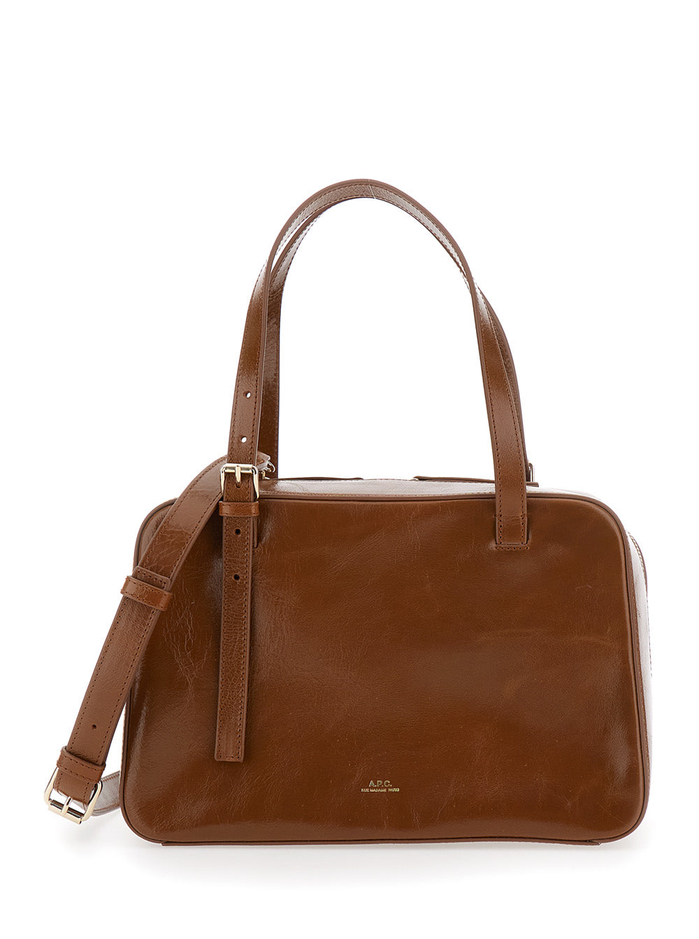 Virginie Brown Shoulder Bag With Removable Strap And Front Logo Leather Woman Calf