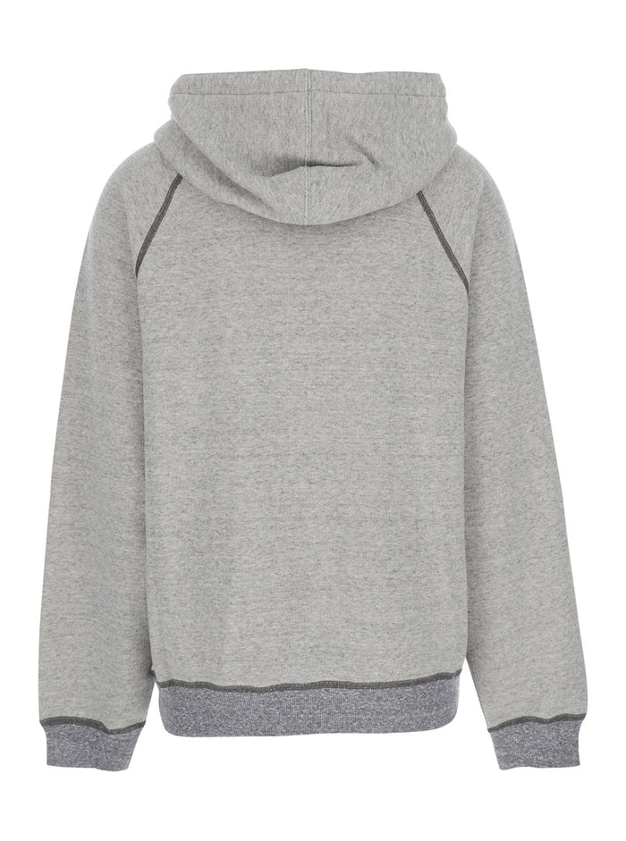 Grey Sweatshirt with Front Logo Lettering in Cotton Blend Woman Lyocell Tops