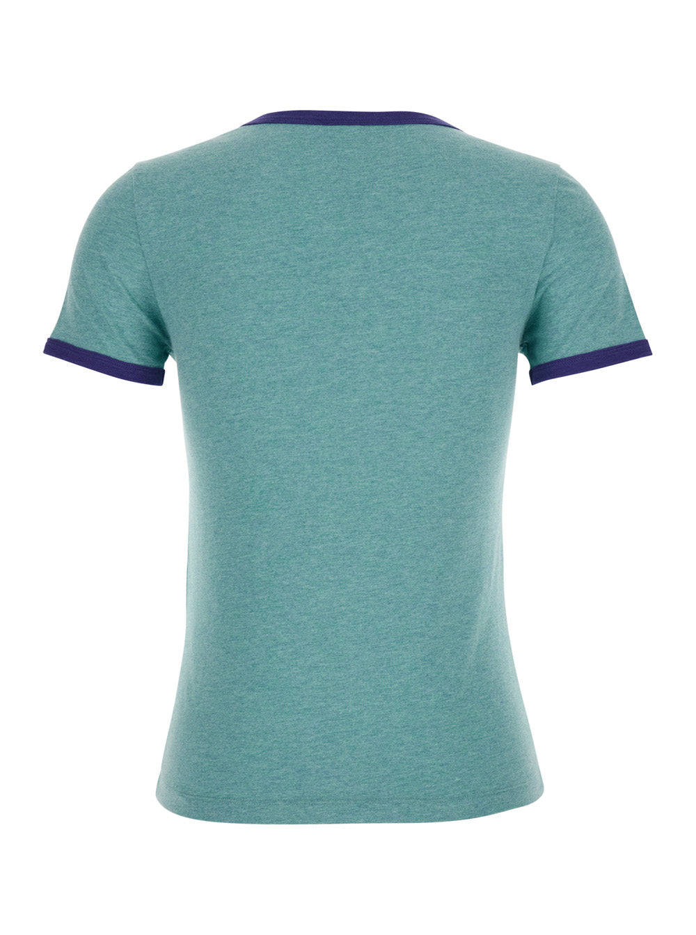 Green Crewneck T-Shirt with Logo Lettering Print on the Front in Cotton Woman Cotone Tshirts And Polo Shirts
