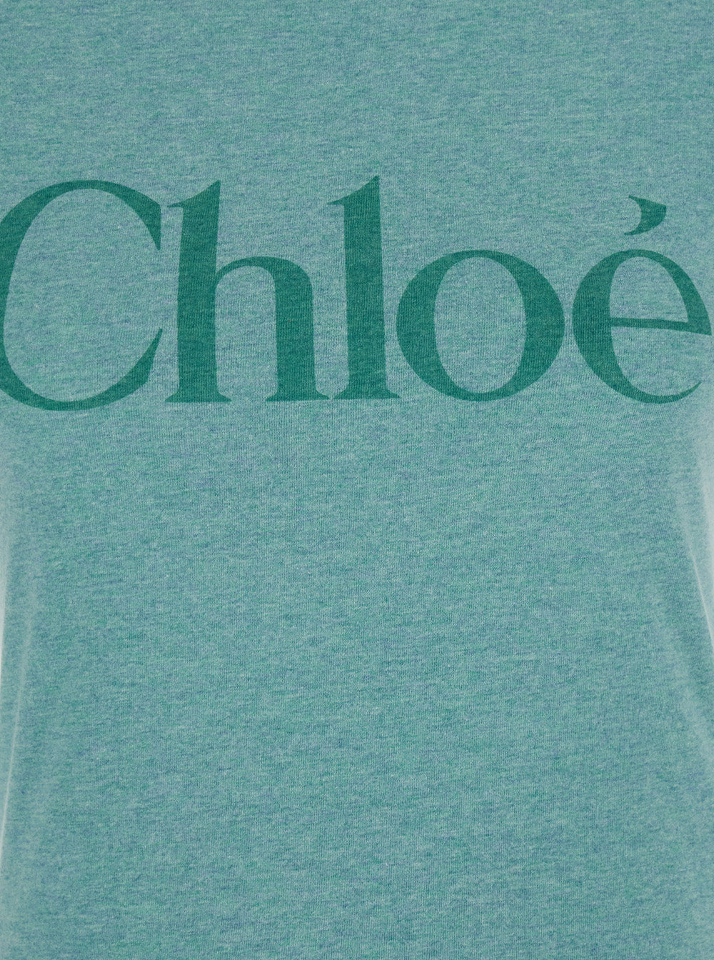 Green Crewneck T-Shirt with Logo Lettering Print on the Front in Cotton Woman Cotone Tshirts And Polo Shirts